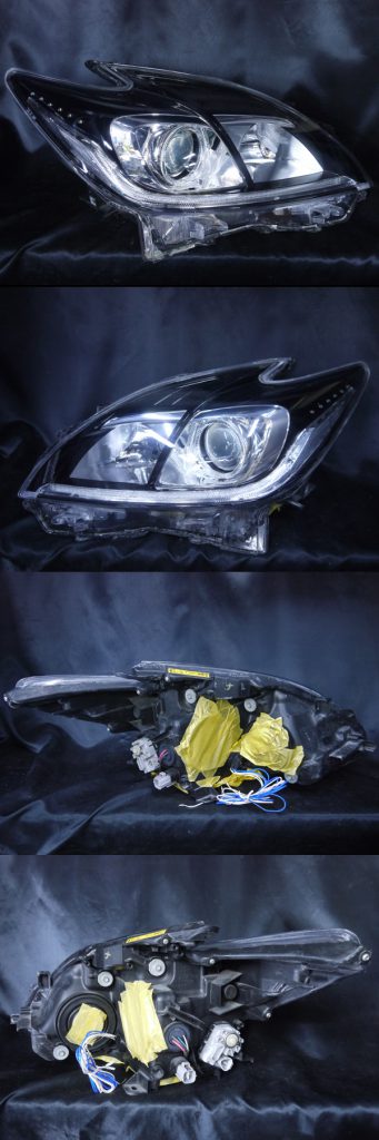 トヨタ 30系 プリウス 後期 純正HID車用 純正ドレスアップヘッドライト 白色LEDイカリング＆高輝度白色LED12発増設＆純正ラインポジション白色LED色替え