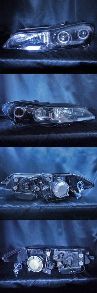 日産 S15 シルビア 純正HID車用 純正ドレスアップヘッドライト 4連LEDイカリング＆インナーブラッククロム
