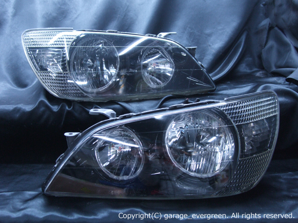 トヨタ アルテッツァ前期 純正ハロゲン車用 純正ドレスアップヘッドライト 4連LEDイカリング＆高輝度白色LED増設＆ウィンカークリア＆インナーブラッククロム