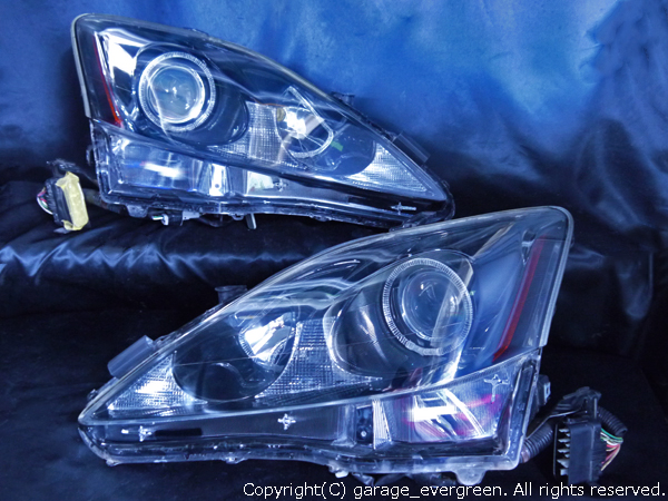 レクサス 20系 IS 前期/中期 純正HID車用 純正ドレスアップヘッドライト 4連LEDイカリング＆高輝度白色LED12発増設＆高輝度橙色LED8発増設＆インナーブラッククロム