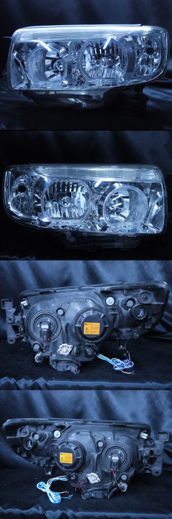 スバル SG系 フォレスター後期 純正HID車用 純正ドレスアップヘッドライト 4連LEDイカリング＆高輝度白色LED18発増設