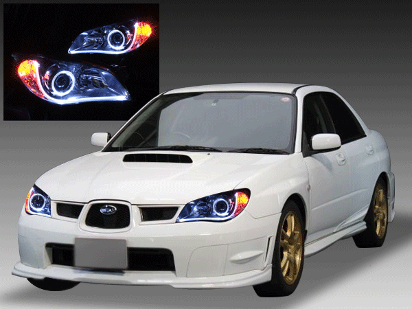 お得特価★★　スバル GD系 中期　涙目　インプレッサ　WRX STI　イカリングＬＥＤ　ヘッドライト　日本光軸　USDM J222 純正よりも ヘッドライト