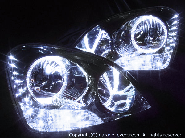 トヨタ 30系 セルシオ 前期 純正HID車用 純正ドレスアップヘッドライト 4連LEDイカリング＆高輝度白色LED24発増設