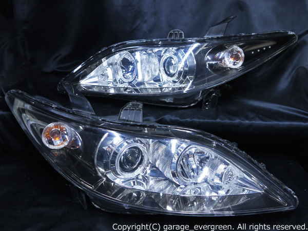 ホンダ RR1～4 エリシオン 前期/中期 純正HID用 AFS無し車用 純正ドレスアップヘッドライト 8連LEDイカリング＆高輝度白色LED増設