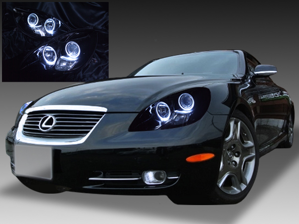 レクサス SC430 純正HID車用 純正ドレスアップヘッドライト 4連LEDイカリング＆インナーブラッククロム