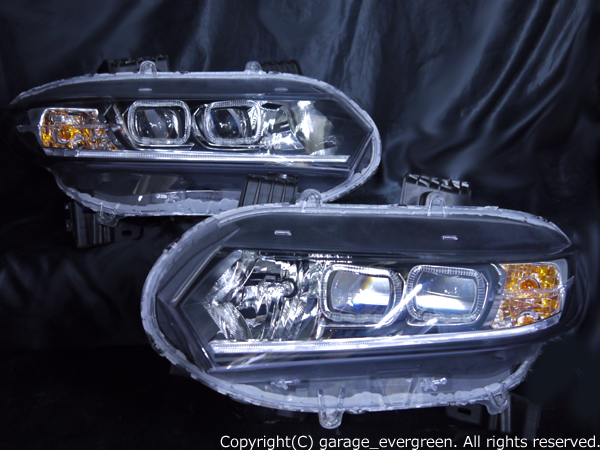 ホンダ JW5 S660 純正LED車用 純正ドレスアップヘッドライト 4連LEDスクエアイカリング＆高輝度白色LED12発増設＆純正ポジション部白/橙LED色替え加工