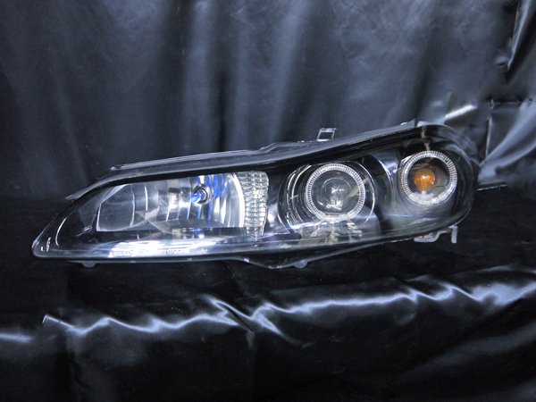 日産 S15 シルビア 純正ドレスアップヘッドライト 純正ハロゲン・レべライザー無 車用 4連LEDイカリング＆インナーブラッククロム