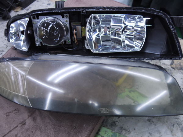 レンズ新品交換 R33 スカイライン 後期 キセノン GT-R 純正加工 ヘッド 