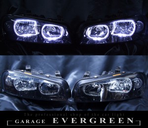 HR34 ER34 ENR34 R34系 スカイライン 後期　ブラッククロム&LEDイカリング ヘッドライト