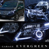 C26系 セレナ 後期 LEDロービーム車用 ＜ポジション 白色LED色替え＞ 純正加工品 ブラッククロム&LEDイカリング&色替え&増設LED 仕様  | ガレージエバーグリーン