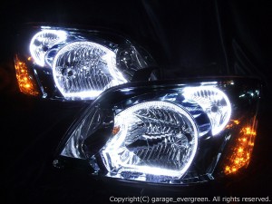 AZR 60G/65G ノア 後期　HID車用 ヘッドライト　純正加工 カスタムLEDライト　白色4連イカリング＆高輝度LED増設 仕様