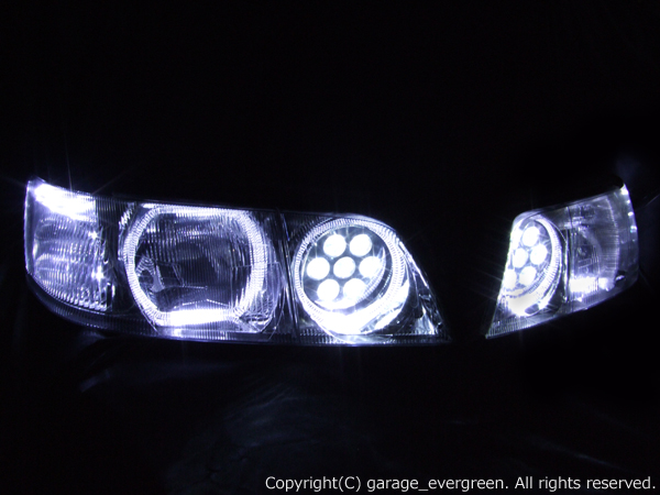 Y33 シーマ ヘッドライト　限定　ハロゲンベース　クリスタルバルカン&白色イカリング&増設LED 仕様