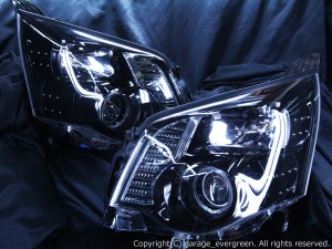 ZRR70/ZRR75 ノア 後期 ドレスアップヘッドライト 限定色 インナーブラッククロム ブラック&白色イカリング&高輝度LED36発増設 仕様
