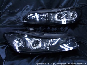 S15シルビア クリスタルヘッドライト　純正加工 ハロゲン車ベース　4連白色LEDイカリング 仕様