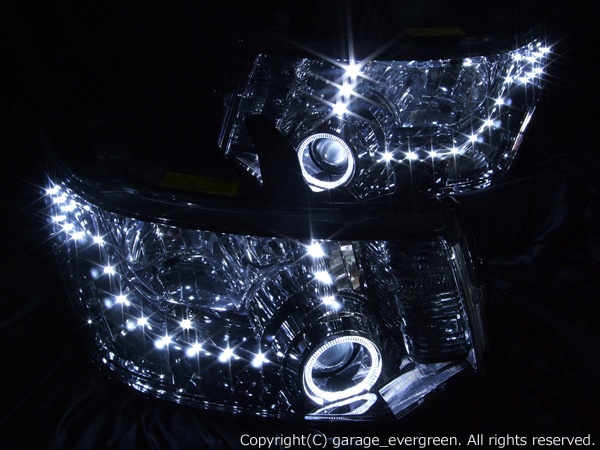 デリカ D:5 純正HID車用 ドレスアップヘッドライト 白色LEDイカリング＆LED増設36発 仕様