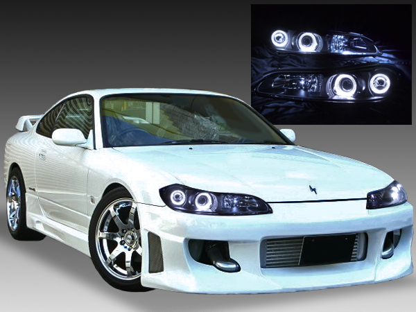 GF-S15 15系シルビア ドレスアップヘッドライト 純正加工品 ハロゲン車ベース 4連白色LEDイカリング 仕様 | ガレージエバーグリーン