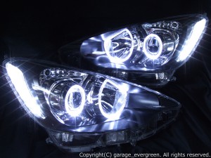 NHP10 アクア 純正LEDロービーム車用 4連イカリング&増設LED ドレスアップヘッドライト