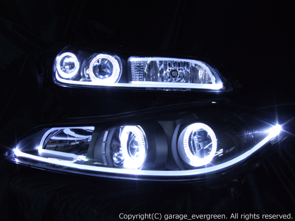 GF-S15　S15系シルビア ハロゲン車用 アクリルLEDファイバー＆4連白色LEDイカリング 純正加工品 ドレスアップヘッドライト