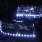 ヘッドライト現物加工　シボレーエクスプレス　インナーブラック塗装&LEDイカリング