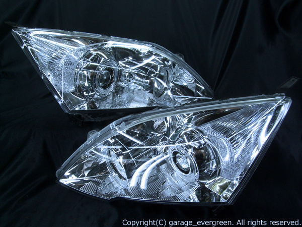 RE3 RE4 CR-V 高輝度白色LEDイカリング＆サイドLED増設 仕様　純正加工 ドレスアップヘッドライト