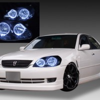 トヨタ JZX110/JZX115/GX110/GX115 110系マークⅡ 前期 純正HID（ディスチャージ・キセノン）車用  4連LEDイカリング＆インナーブラッククロム＆ウィンカークリア | ガレージエバーグリーン