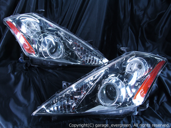 日産 Z50系 ムラーノ 純正ドレスアップヘッドライト 4連LEDイカリング＆高輝度橙色LED16発増設