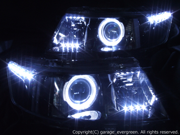 スズキ MH23S ワゴンRスティングレー 前期/後期 純正HID車用 純正ドレスアップヘッドライト LEDイカリング＆超高輝度白色LED20発増設