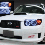 スバル SG系 フォレスター 後期 純正HID車用 純正ドレスアップヘッドライト 4連LEDイカリング＆超高輝度白色LED32発増設