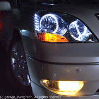 トヨタ 30系 セルシオ 前期 ヘッドランプユニット 純正ドレスアップヘッドライト 4連LEDイカリング＆高輝度白色LED24発増設 |  ガレージエバーグリーン