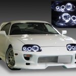 トヨタ 80系 スープラ 前期 純正ドレスアップヘッドライト 超高輝度6連白色LEDイカリング＆インナーブラッククロム
