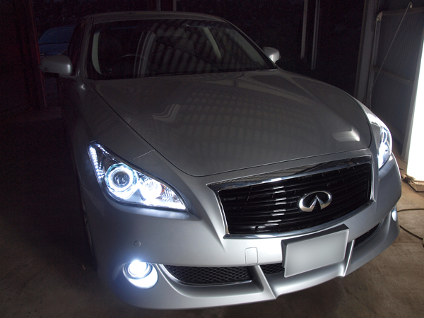 Y51フーガ サイドマーカー内LED増発イカリングヘッドライト | ヘッドライト加工･販売 プロショップ ガレージエバーグリーン