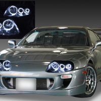 トヨタ JZA80 スープラ 後期 車種別専用 純正ドレスアップヘッドライト 超高輝度6連白色LEDイカリング&インナーブラッククロム |  ガレージエバーグリーン