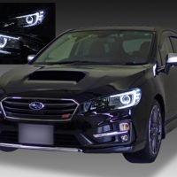 スバル VM4/VMG レヴォーグ 前期 純正LEDロービーム車用 純正ドレスアップヘッドライト 2連LEDイカリング＆高輝度白色LED16発増設＆純正ポジション部色替え＆インナーブラッククロム  | ガレージエバーグリーン