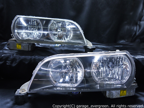 トヨタ JZX100系チェイサー ツアラーV/S 純正HID車用 純正ドレスアップヘッドライト 4連高輝度白色LEDイカリング