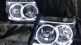 受注オーダー加工 S320/S330 アトレーワゴン アクリルイルミLEDファイバー＆LEDイカリング仕様 純正加工 ドレスアップヘッドライト |  ガレージエバーグリーン