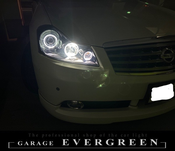 Y50 フーガ GT LEDイカリング＆インナーブラック塗装 仕様 純正加工品 ドレスアップ ヘッドライト ヘッドライト交換・取り付け