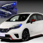 【車検対応】E12 ノート 後期 純正ポジション部色替え＆サイド青LED増設 仕様 純正加工 ドレスアップ ヘッドライト
