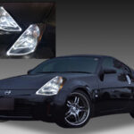 Z33 フェアレディZ 前期 純正加工 ドレスアップ ヘッドライト LEDイカリング＆アクリルファイバー 仕様 【車検対応】