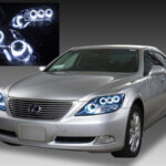 【車検対応】LS600h 前期 プリクラ無し車用 純正加工品 ドレスアップ ヘッドライト インナー＆サイドマーカーフルブラック塗装＆イカリング＆純正ポジション部LED打ち替え 仕様 UVF45/UVF46