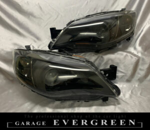 GH/GR/GV/GE インプレッサ 前期/後期 インナーマットブラック＆リフレクターブラッククロム塗装 純正加工 ドレスアップ ヘッドライト