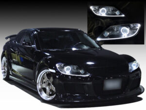 【車検対応】SE3P RX-8 前期 LEDイカリング＆アクリルファイバー 仕様 純正加工 ドレスアップ ヘッドライト