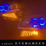 オーダー加工 LA600S タントカスタム 流れるウインカー&インナーブラック塗装&青LEDイカリング 仕様純正加工 ドレスアップ ヘッドライト