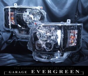 200系 ハイエース 4型 インナーブラッククロム塗装 仕様 純正加工品 ドレスアップ ヘッドライト