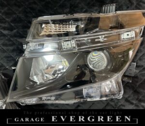受注 オーダーカスタム E52 エルグランド 前期 インナーブラッククロム塗装＆レンズコーティング加工 仕様 純正加工品 ドレスアップ ヘッドライト