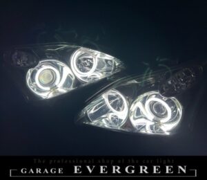 オリジナル加工 30系 ハリアー 4連CCFLイカリング 仕様 純正加工品 ドレスアップ ヘッドライト