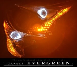 ワンオフ加工 ZVW50 プリウス 前期 シーケンシャルウインカー＆LEDイカリング 仕様 純正加工品 ドレスアップ ヘッドライト