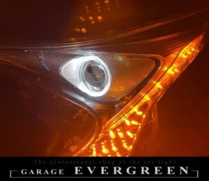 ワンオフ加工 ZVW50 プリウス 前期 シーケンシャルウインカー＆LEDイカリング 仕様 純正加工品 ドレスアップ ヘッドライト