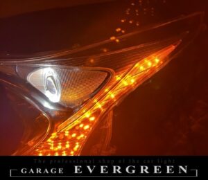 ワンオフ加工 ZVW50 プリウス 前期 シーケンシャルウインカー＆LEDイカリング 仕様 純正加工品 ドレスアップ ヘッドライト