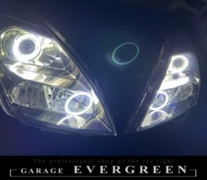オリジナル加工 LY3P 後期 MPV 最新COBイカリング4連 仕様 純正加工品 ドレスアップ ヘッドライト