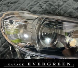 GJ アテンザ 前期 8連イカリング＆プロジェクター移植＆インナーマットブラック塗装＆クリア塗装 仕様 純正加工品 ドレスアップ ヘッドライト